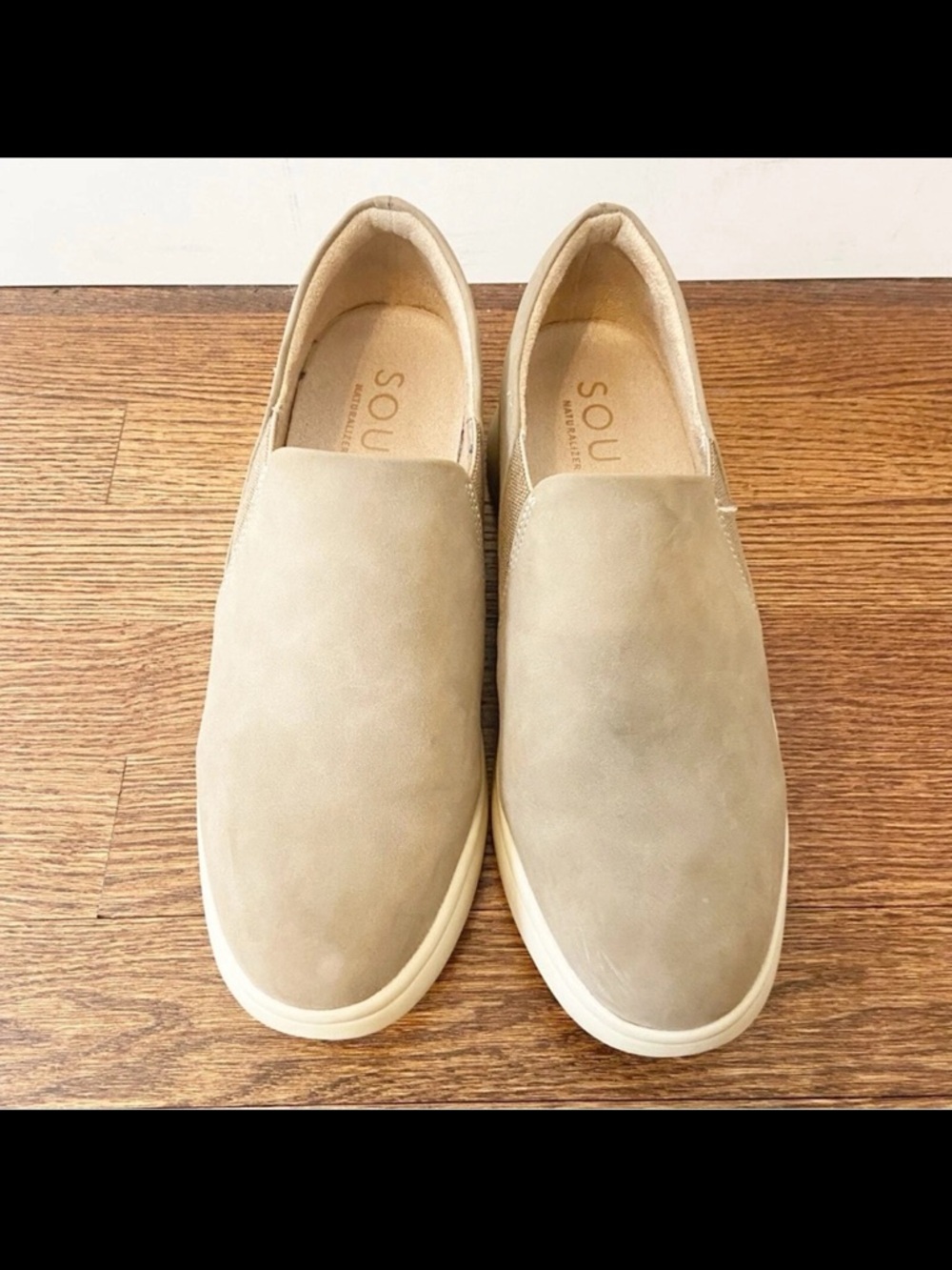 SO Men's Beige Slip-On Loafers with White Sole